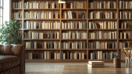 A blurred bookshelf wallpaper