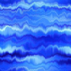 Modern summer striped blur wash seamless pattern background for trendy beach wear and coastal living designs. Repeatable alcohol ink bleed effect in blue white indigo colors