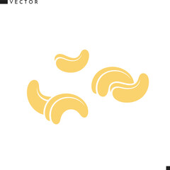 Cashews icon set. Abstract nuts vector. Isolated cashews on white background