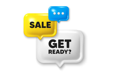 Discount speech bubble offer 3d icon. Get ready tag. Special offer sign. Advertising discounts symbol. Get ready discount offer. Speech bubble sale banner. Discount balloon. Vector