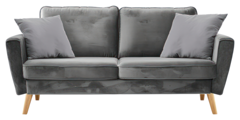 PNG Gray sofa bed furniture cushion pillow.