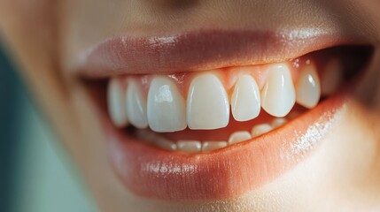 Fototapeta premium Perfect smile close up. Smiling woman. Smile background