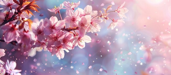 Fototapeta premium Cherry Blossom Flowers Sakura Flowering Branch Spring Background