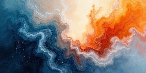 Stunning Swirling Abstract Patterns in Blue, White, and Orange Mimicking Cosmic and Geological Formations for Creative Design Projects