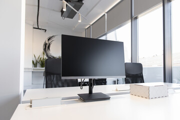 Working space in the modern office with contemporary furniture