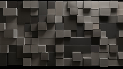 Abstract Modular Block Wall Design in Monochrome with Raised Elements