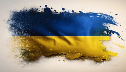 Grunge Ukraine Flag with Splatter Effects - A Ukraine flag design with a grunge aesthetic. Graphic art illustration