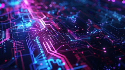 Obraz premium Abstract Circuitry with Glowing Lines