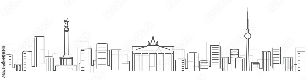 Sticker berlin simple dark lines skyline on white background