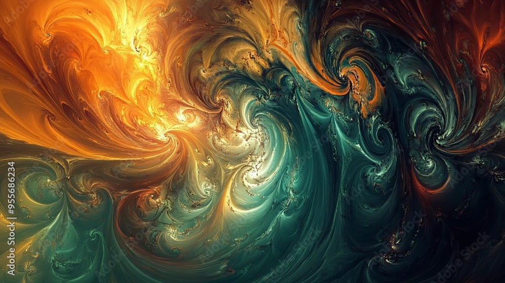 Poster visualization of chaos theory with swirling patterns and dynamic, random motion