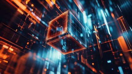 3D render of a hypercube floating in a digital space 