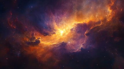 Fototapeta premium Abstract cosmic nebula with swirling gases and bright stars 