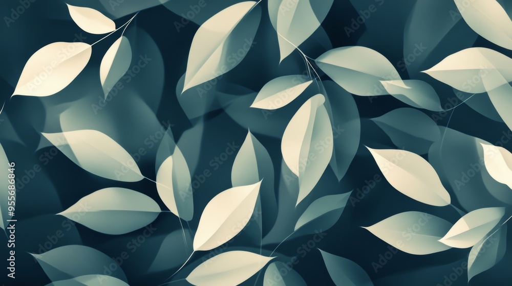 Aufkleber abstract leaf pattern with soft shadows and overlapping layers