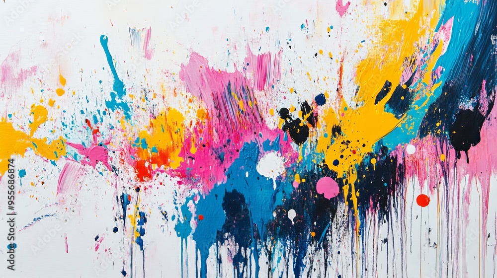 Poster abstract paint drips in a chaotic arrangement with splashes and splatters