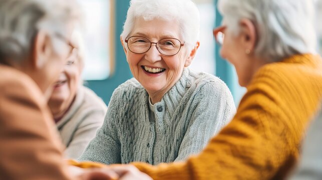 Group of seniors attending a trivia game afternoon, testing knowledge, competitive and fun