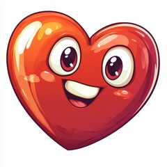Fototapeta premium Clipart of a bright red heart with a cheerful expression, cartoon style 