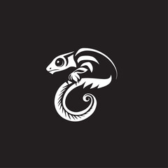 Naklejka premium Chameleon in cartoon, doodle style . Image for t-shirt, web, mobile apps and ui. Isolated 2d vector illustration in logo, icon, sketch style, Eps 10, black and white. AI Generative