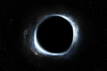Black hole in space, space black hole, galaxy, outer space. Cold black hole abstract circle. Singularity of massive black hole. Concept of universe and wormhole
