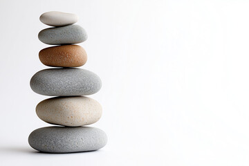 Fototapeta premium Balanced Stone Tower Blank Colors Background - Space for Text 