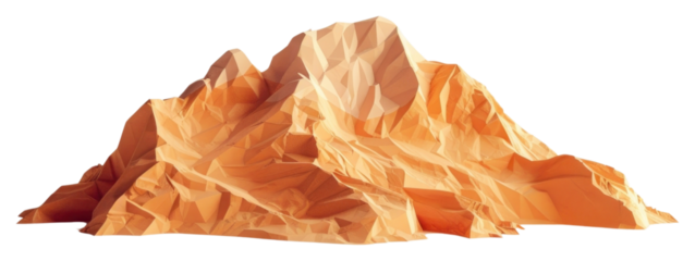 PNG Mountain in style of crumpled paper origami person.