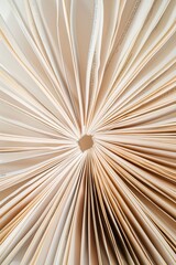 Close-up of open book pages forming a circular pattern, abstract background