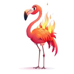 Obraz premium Flamingo flame animal cartoon isolated whitebackground 16:9