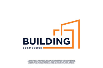 Building logo design inspiration. Word mark with building concept