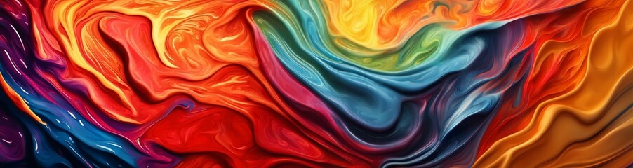 Abstract background with waves. Colorful paint splatters. Abstract background. Splashes of water on black. Explosion of colored paints. Close up view. Banner. Panorama
