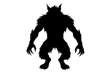Werewolf silhouette ancient mythology fantasy. Vector illustration.
