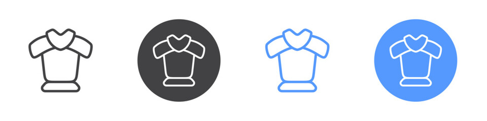 Armour icon Flat set in black and white color