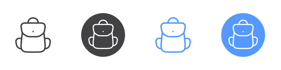 Backpack icon Flat set in black and white color
