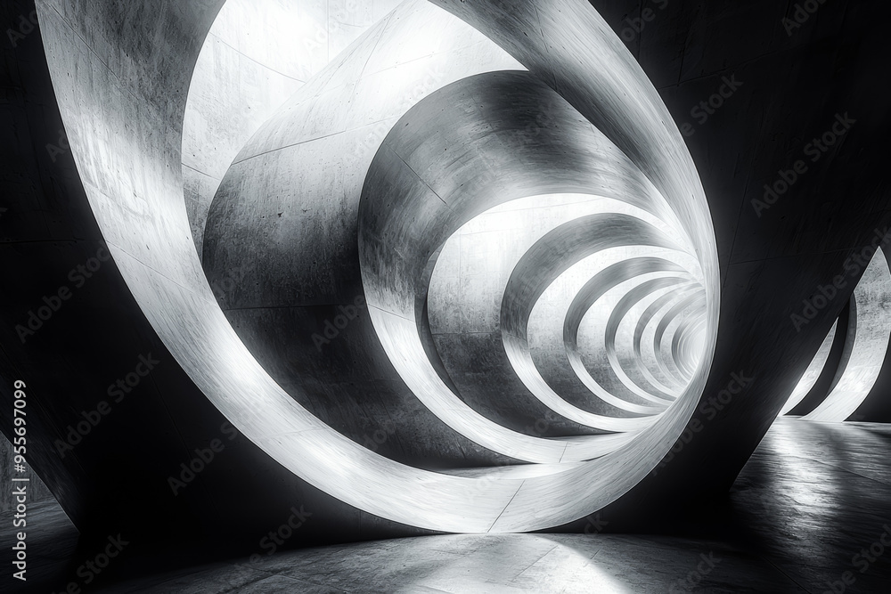 Poster a series of overlapping ellipses creating an optical illusion, showcasing the intersection of curves