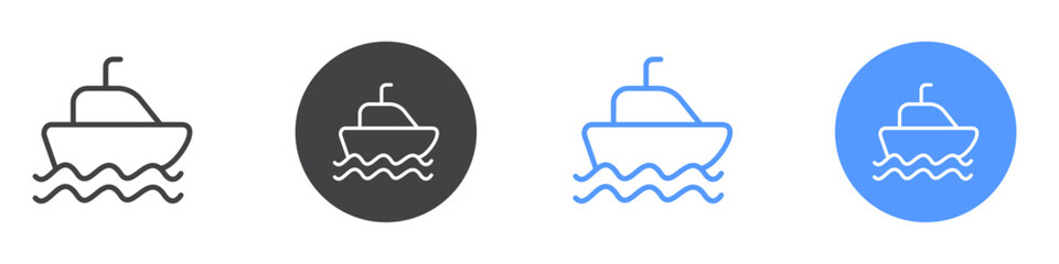 Boat icon Flat set in black and white color