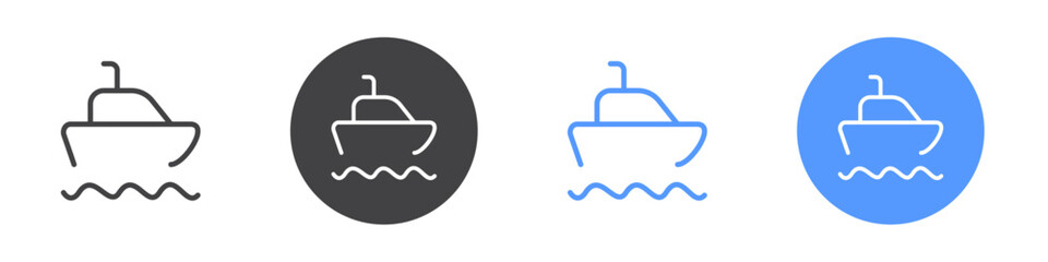 Boat icon Flat set in black and white color
