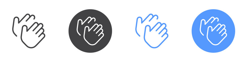 Clapping icon Flat set in black and white color