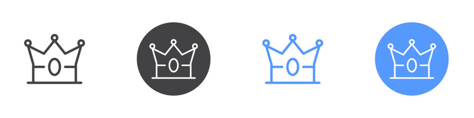 Crown icon Flat set in black and white color