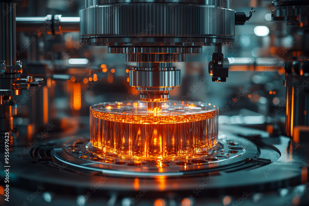 Poster a new technology being tested in a laboratory, representing innovation and scientific progress. conc