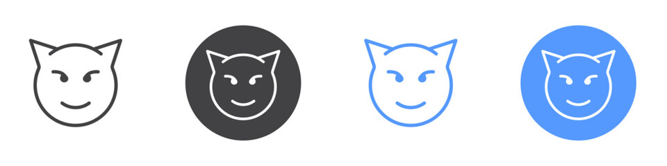 Evil icon Flat set in black and white color
