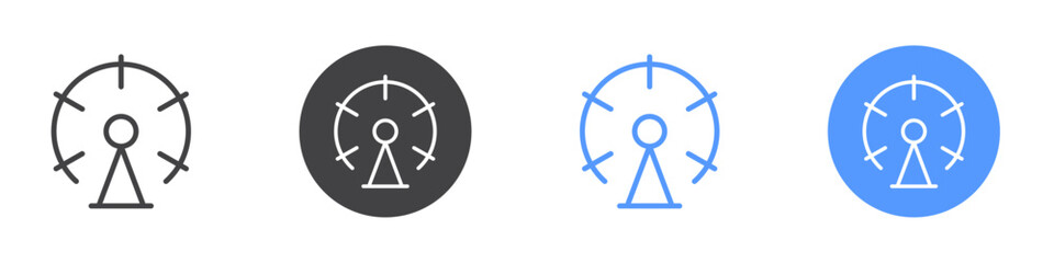 Ferris wheel icon Flat set in black and white color