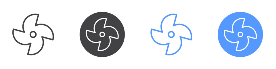 Obraz premium Fan icon Flat set in black and white color