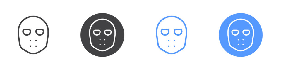 Hockey mask icon Flat set in black and white color