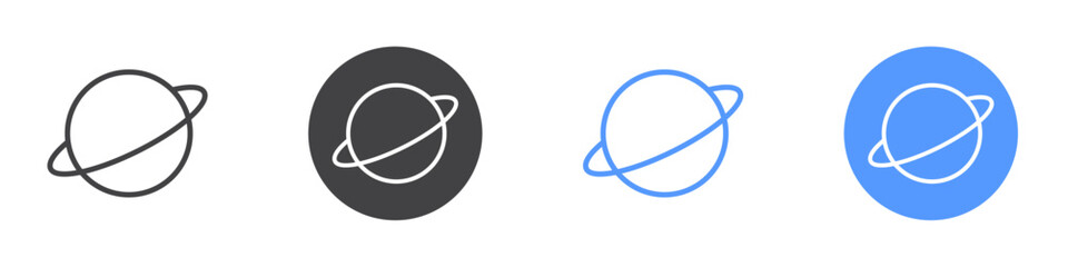 Planet icon Flat set in black and white color