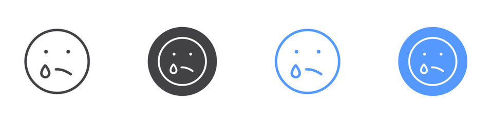 Sad icon Flat set in black and white color