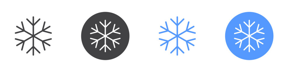 Snow icon Flat set in black and white color