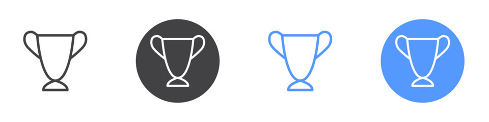Trophy icon Flat set in black and white color