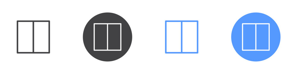 Vertical half layout icon Flat set in black and white color