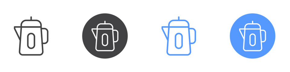 Water boiler icon Flat set in black and white color