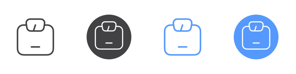 Weight scale icon Flat set in black and white color