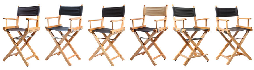 Set of Director chair isolated on transparent background