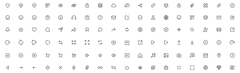 Basic user interface icon set, Ux/Ui Icons . Mega set of outline icons in trendy thin line style. for app, web, website icon collection. editable stroke © icons gate